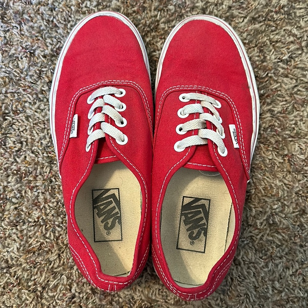 Red Authentic Vans Size 7
